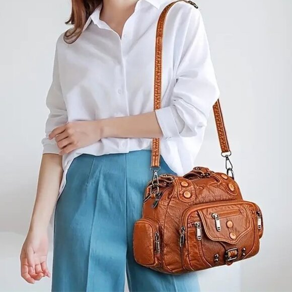 Boho Chic Soft Hobo Bag Large Satchel Crossbody Y2K Retro Shoulder Purse - Picture 1 of 16